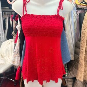 Y2K Red Beaded Women's Top